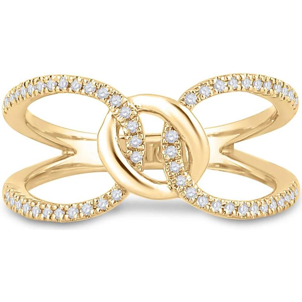 14k Gold 1/5 ct Diamond Space Link Ring