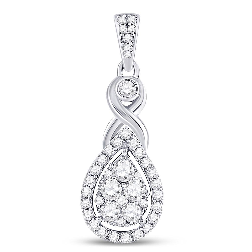 10k White Gold 1/2 ct Diamond Cluster Pendant