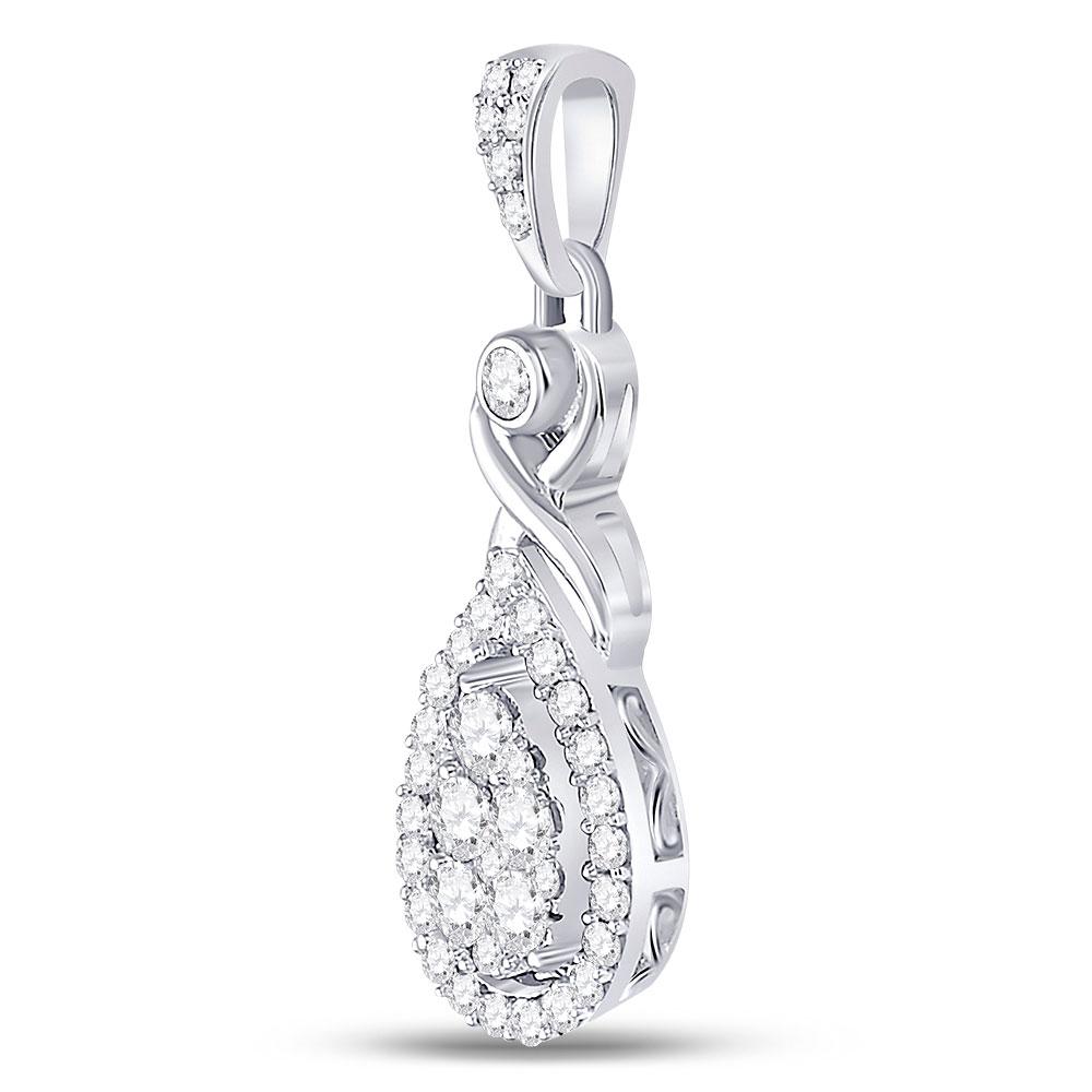 10k White Gold 1/2 ct Diamond Cluster Pendant