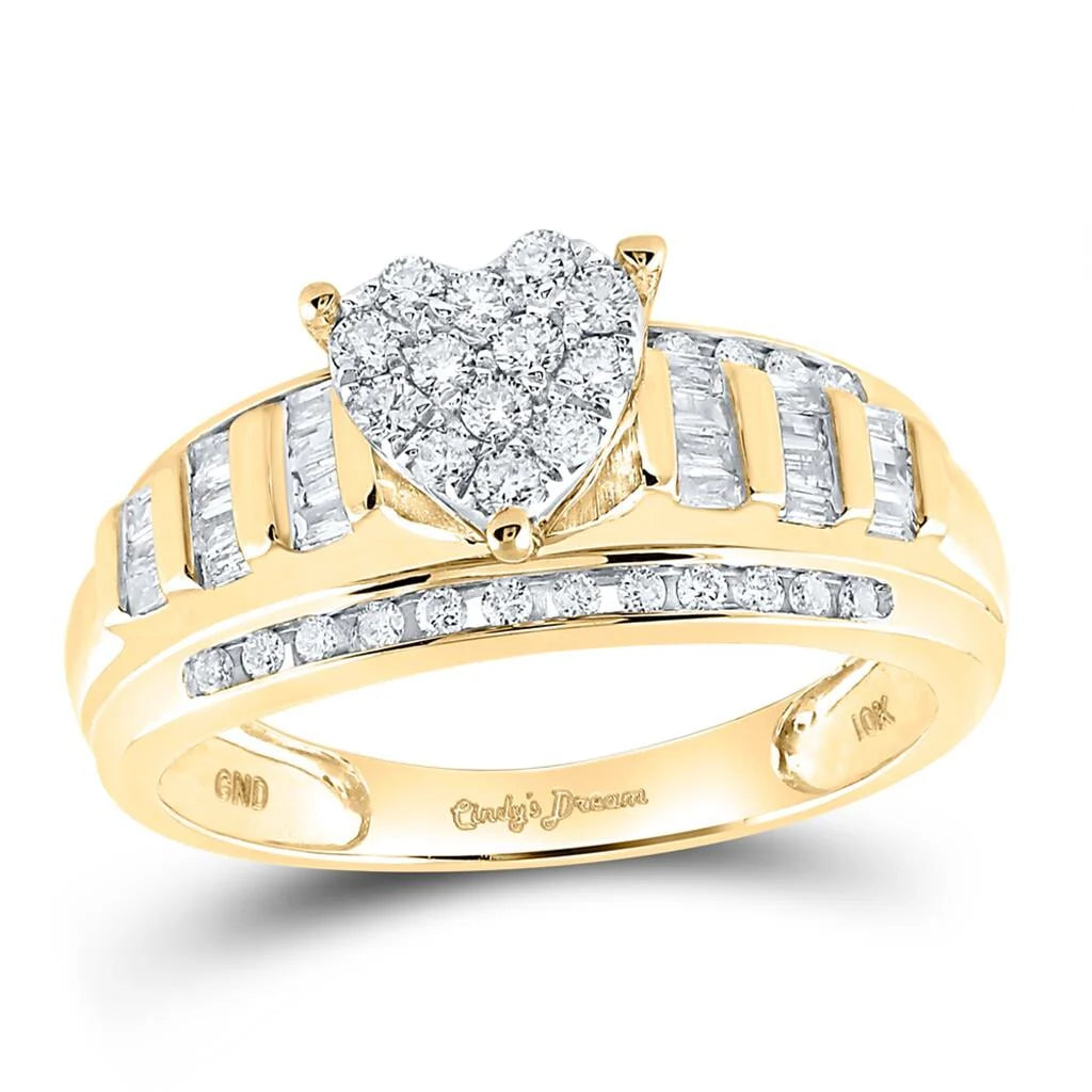 10k Gold 1/4 ct Diamond Heart Engagement Ring