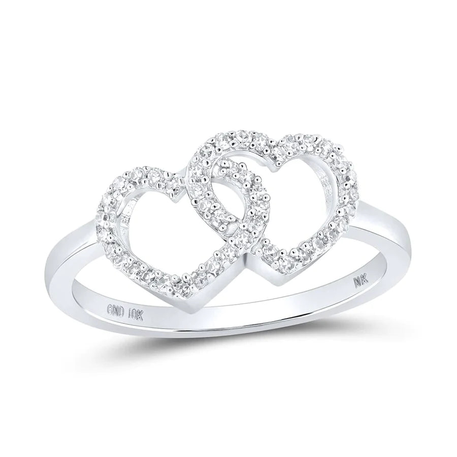 10k Gold 1/4 ct Diamond Double Heart Ring