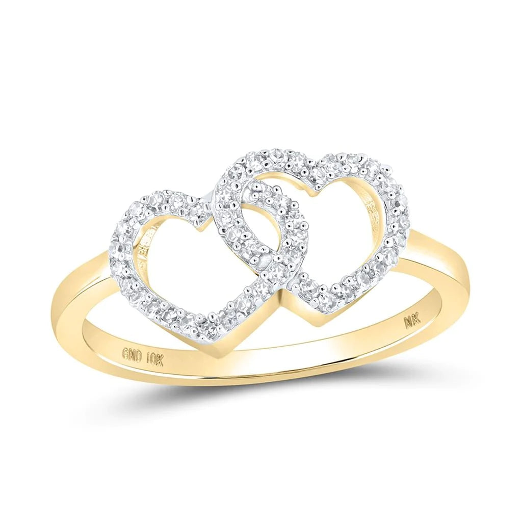 10k Gold 1/4 ct Diamond Double Heart Ring