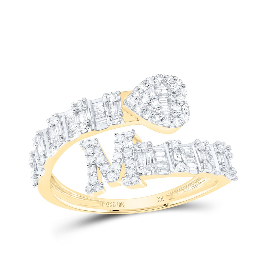 10k Gold 1/2 ct Diamond Baguette Initial Ring
