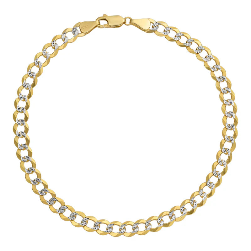 10k Gold Curb Cuban Pave Link Anklet