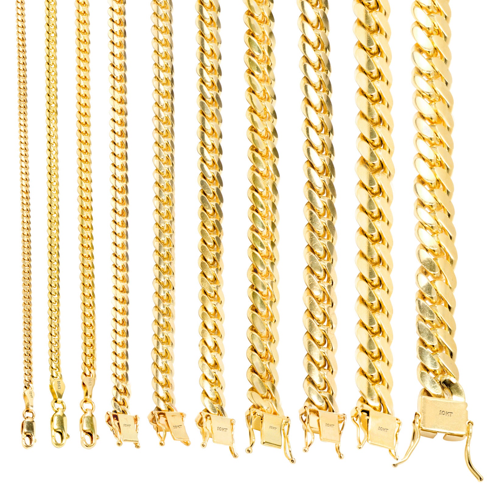 10k Hollow Yellow Gold Miami Cuban Chain