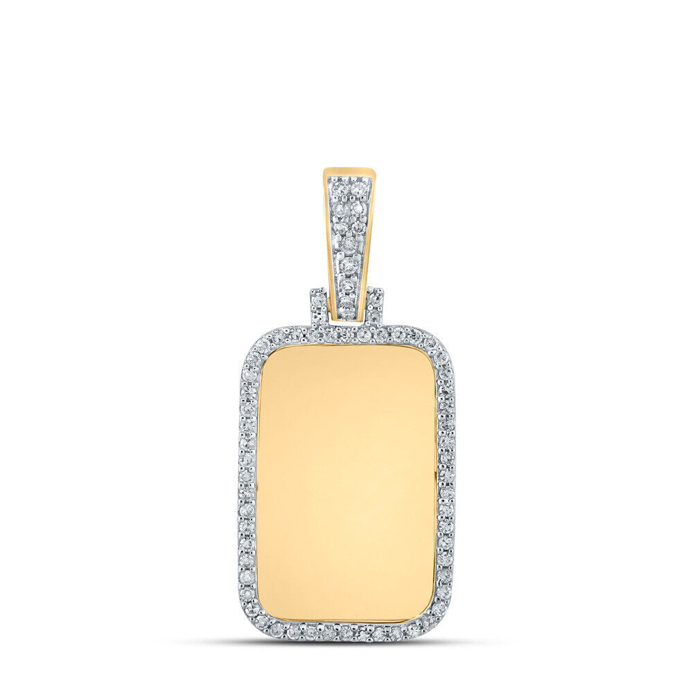 14K Gold 1/3 ct Diamond Dog Tag Memory Pendant