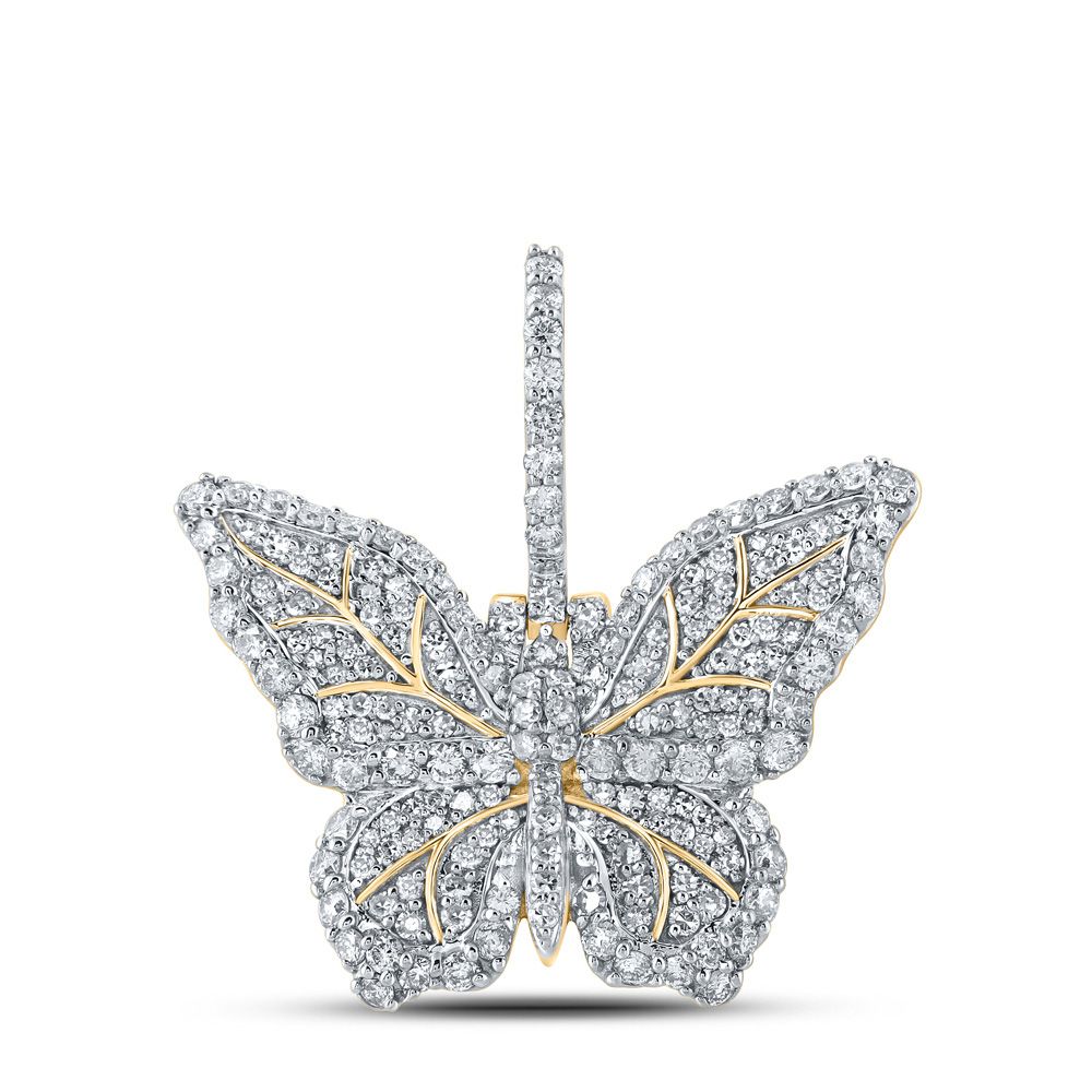 14K Gold 1 1/2 ct Diamond Butterfly Pendant