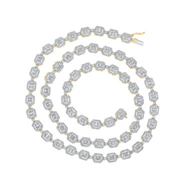 10kt Gold 8ct Diamond Square Baguette Chain