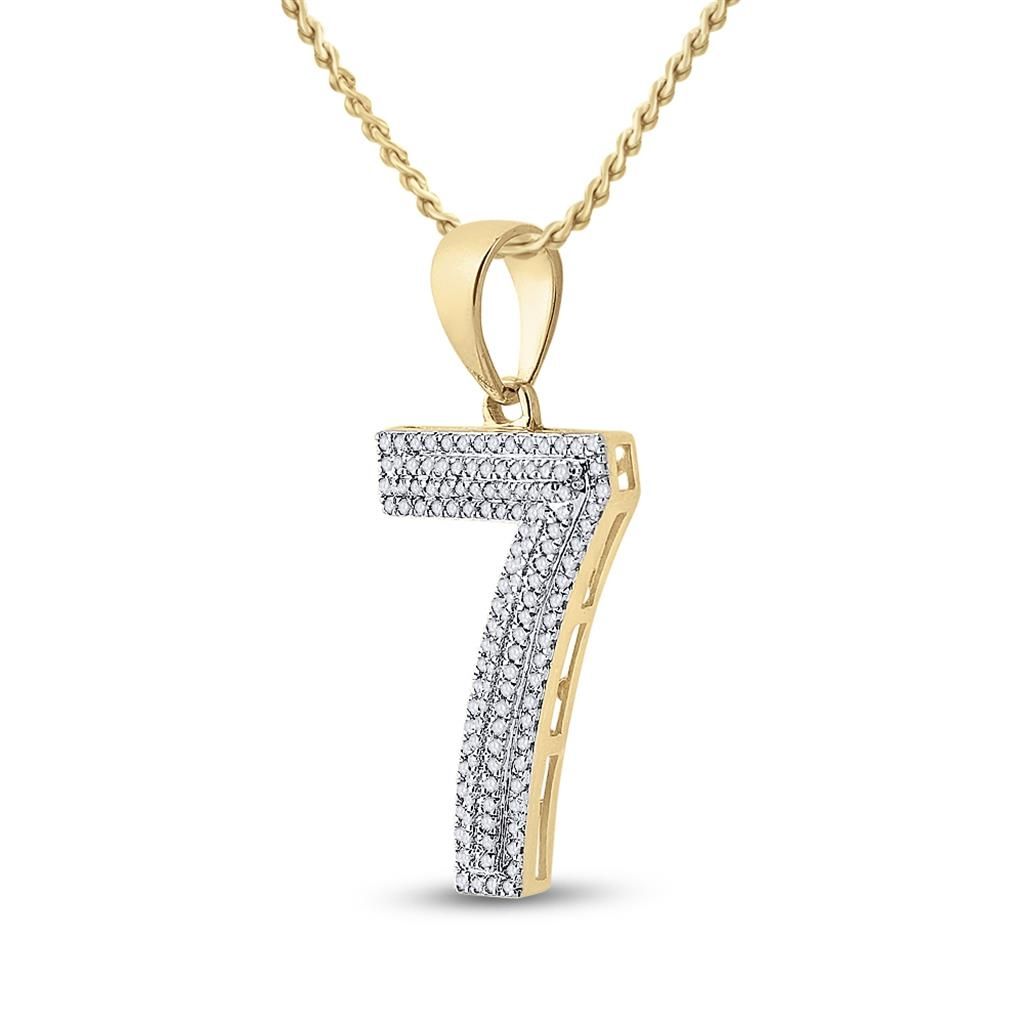 10kt Gold .5 ct Diamond Number 7 Pendant