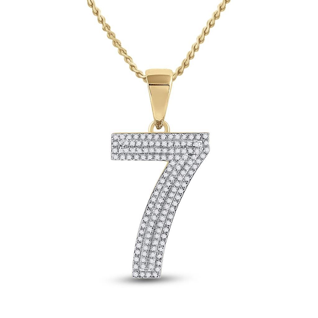 10kt Gold .5 ct Diamond Number 7 Pendant