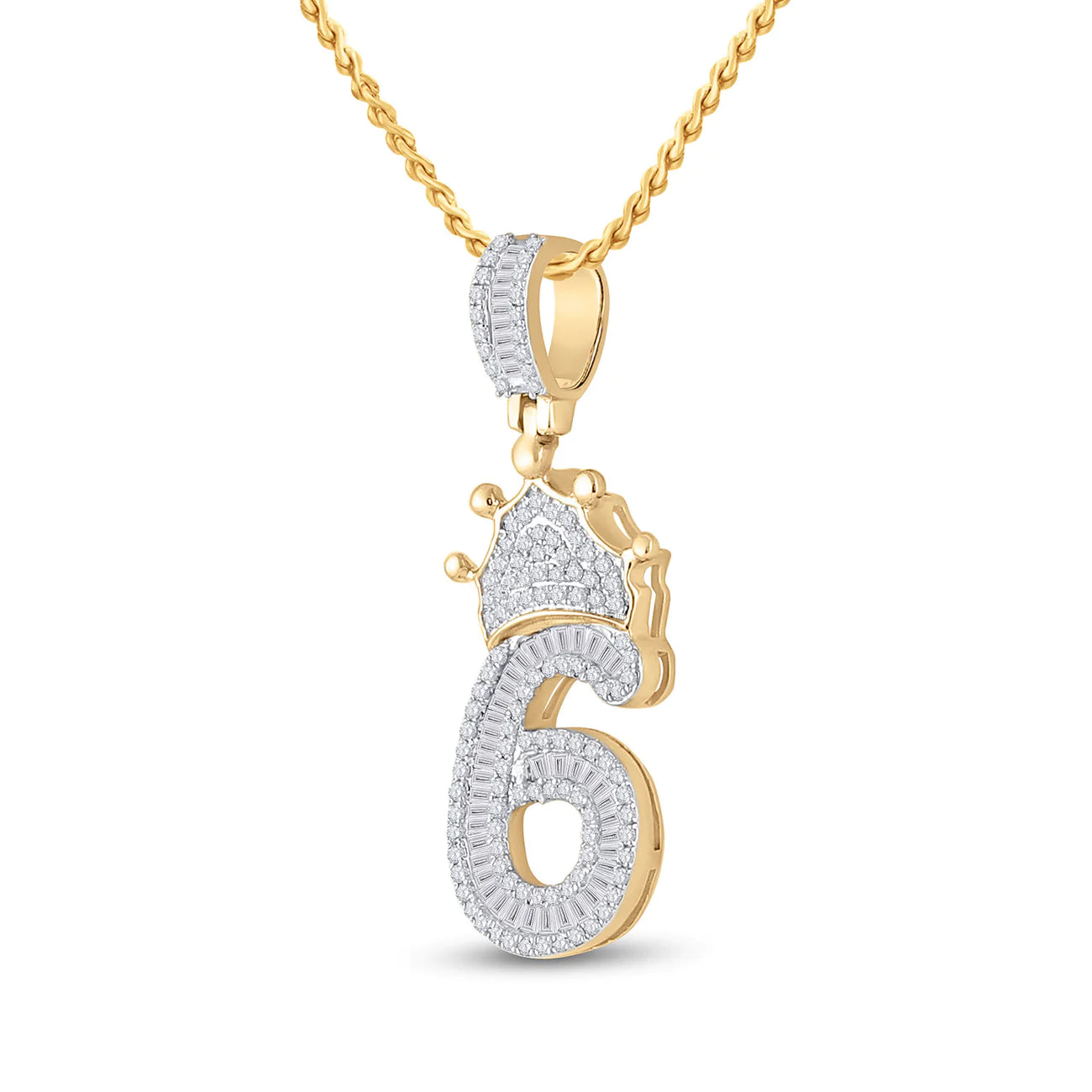 10kt Gold Pendant 3/4 ct Diamond Number Crown Pendant