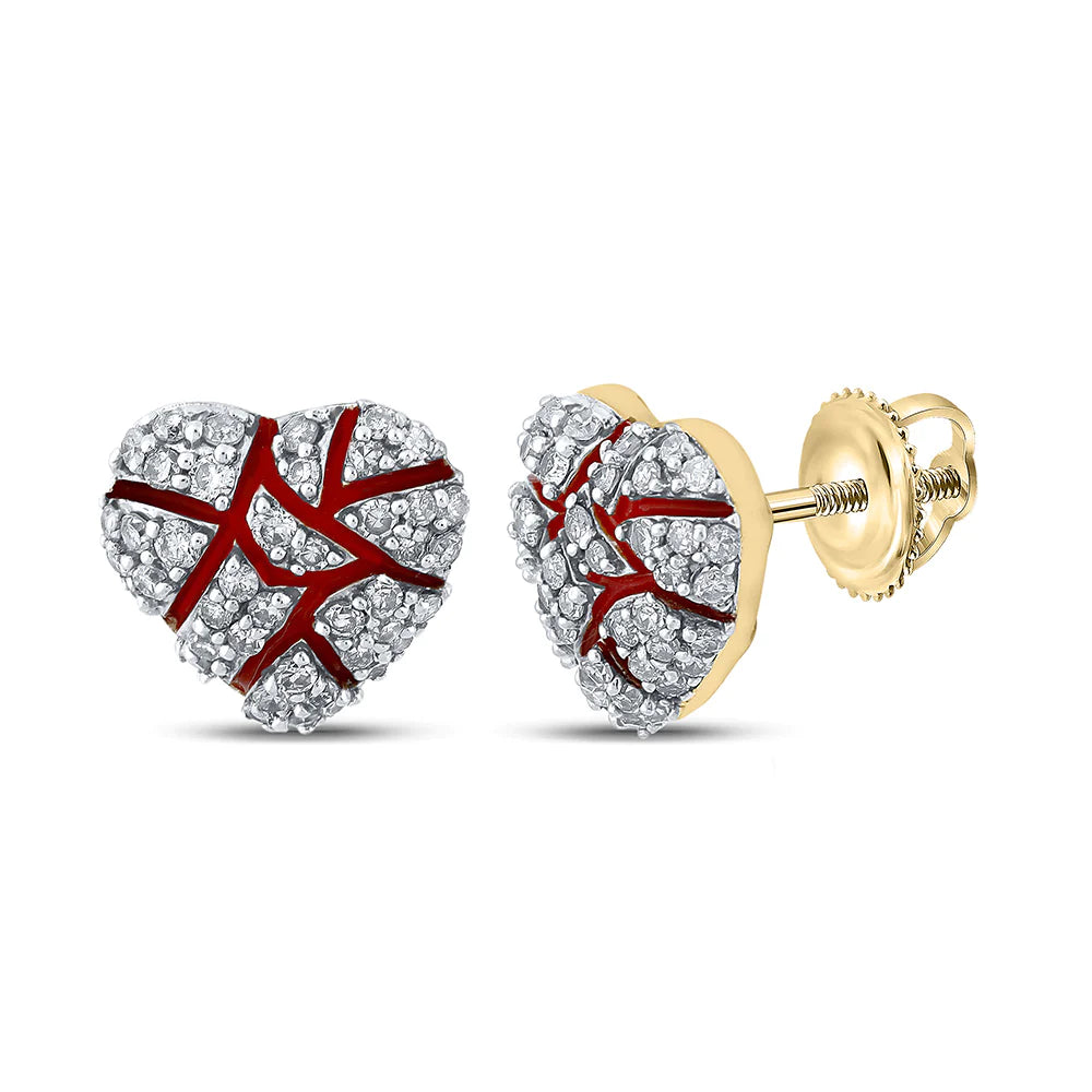 10kt Gold 1/2 ct Diamond Broken Heart Cluster Earrings
