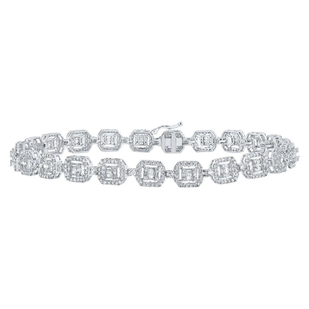 10K Gold Baguette 4ct Diamond Square Link Bracelet