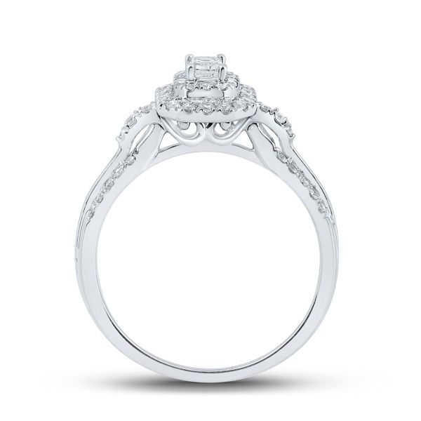 14kt White Gold 1/2 ct Emerald Diamond Ring