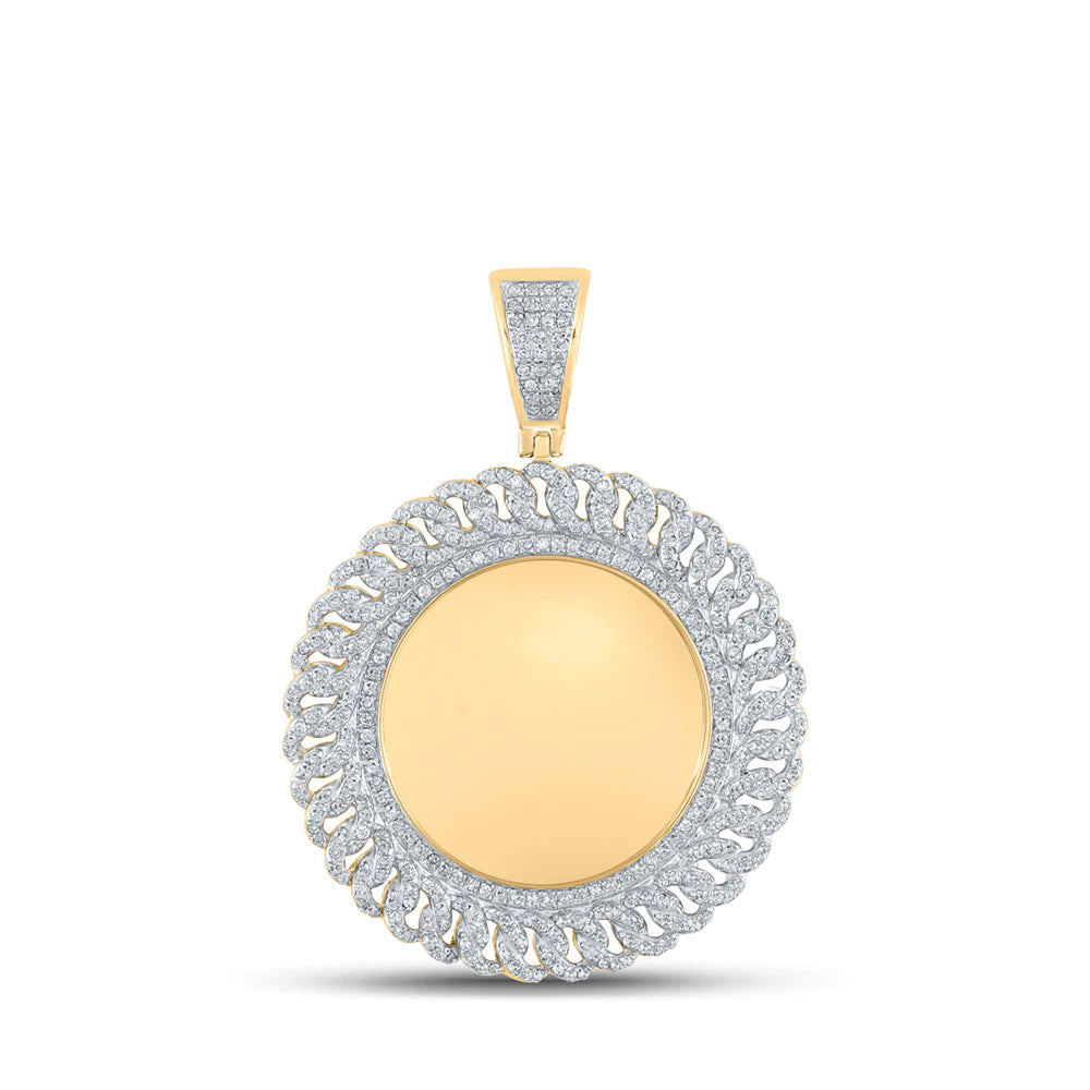 10K Yellow Gold Round 1ct Diamond Memory Circle Pendant