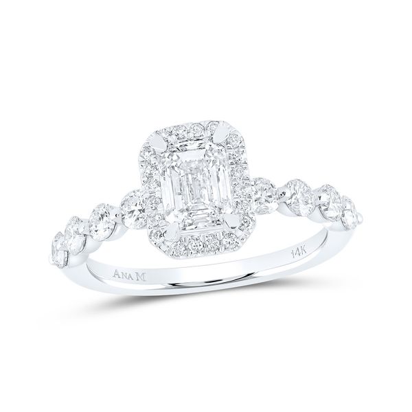 14kt White Gold Emerald VS 2 ct Diamond Engagement Ring