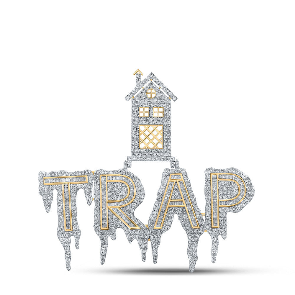 10kt Gold Baguette 8 ct Diamond Trap House Drip Pendant