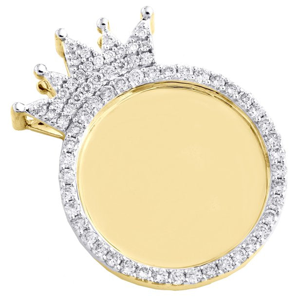 10kt Gold 1ct Diamond Memory Crown Circle Pendant