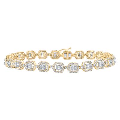 10K Gold Baguette 4ct Diamond Square Link Bracelet