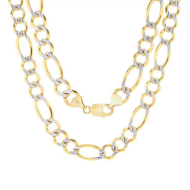 10k Gold Two-Tone Figaro Chain 4 mm - 6.5 mm