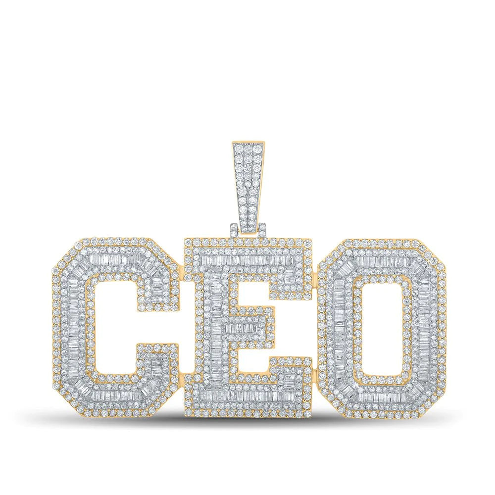 14kt Gold Baguette 7 ct Diamond CEO Pendant