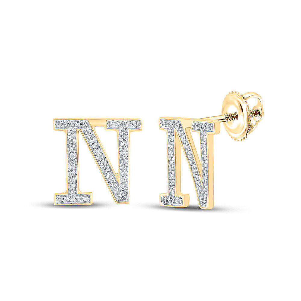 10kt Gold 1/6 ct Diamond Initial Letter Earrings