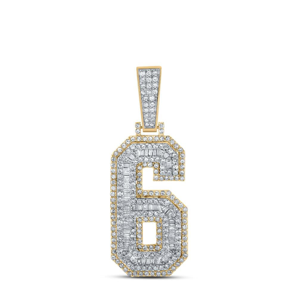 10k Gold 1.5 ct Baguette Diamond Number Pendant