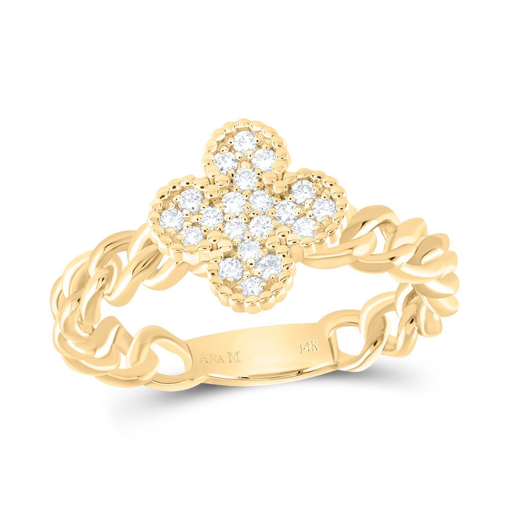 14k Gold 1/5 ct Diamond Clover Ring