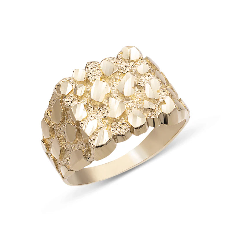 10k & 14k Gold Large Nugget Square Ring