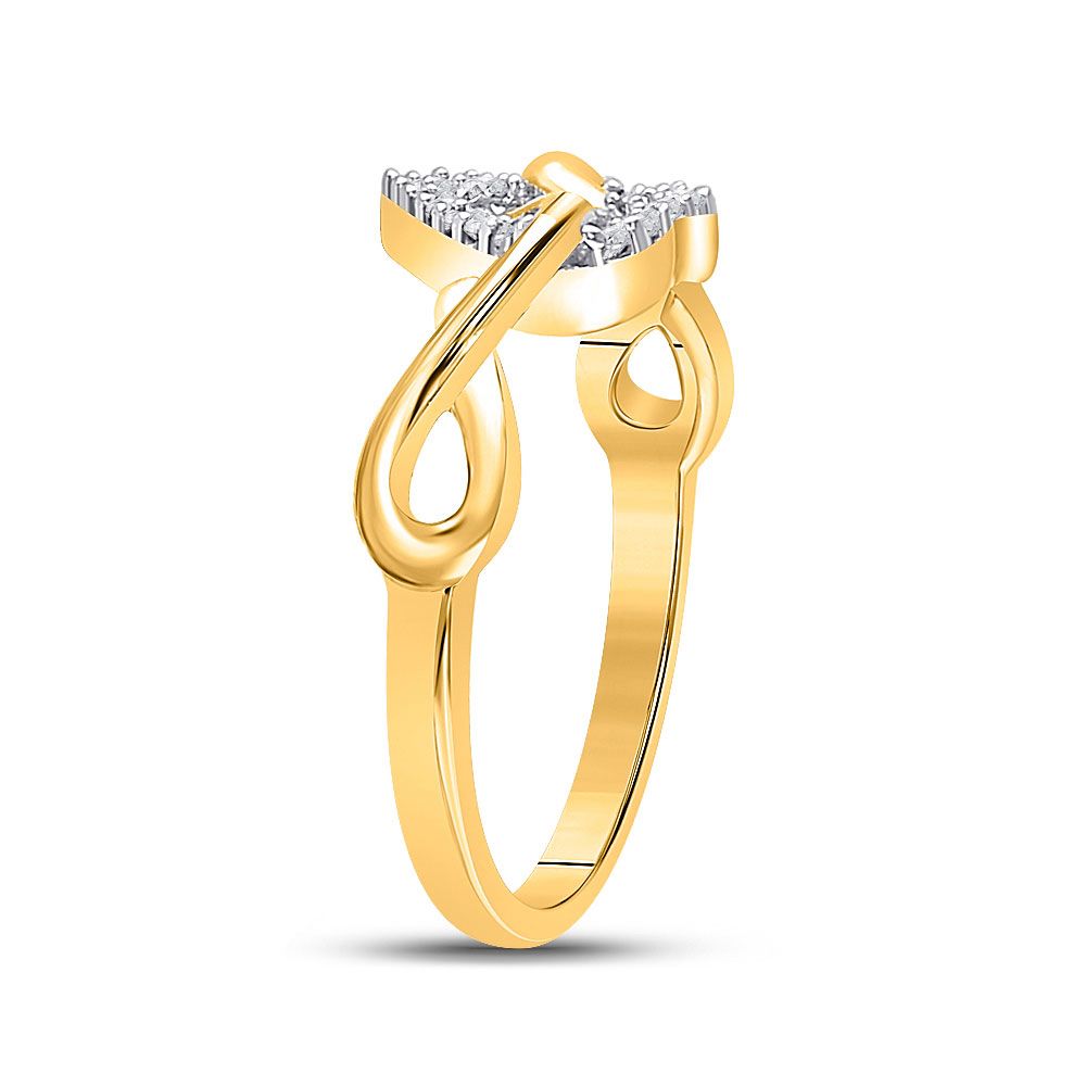 10k Gold 1/10 ct Diamond Infinity Twist Heart Ring