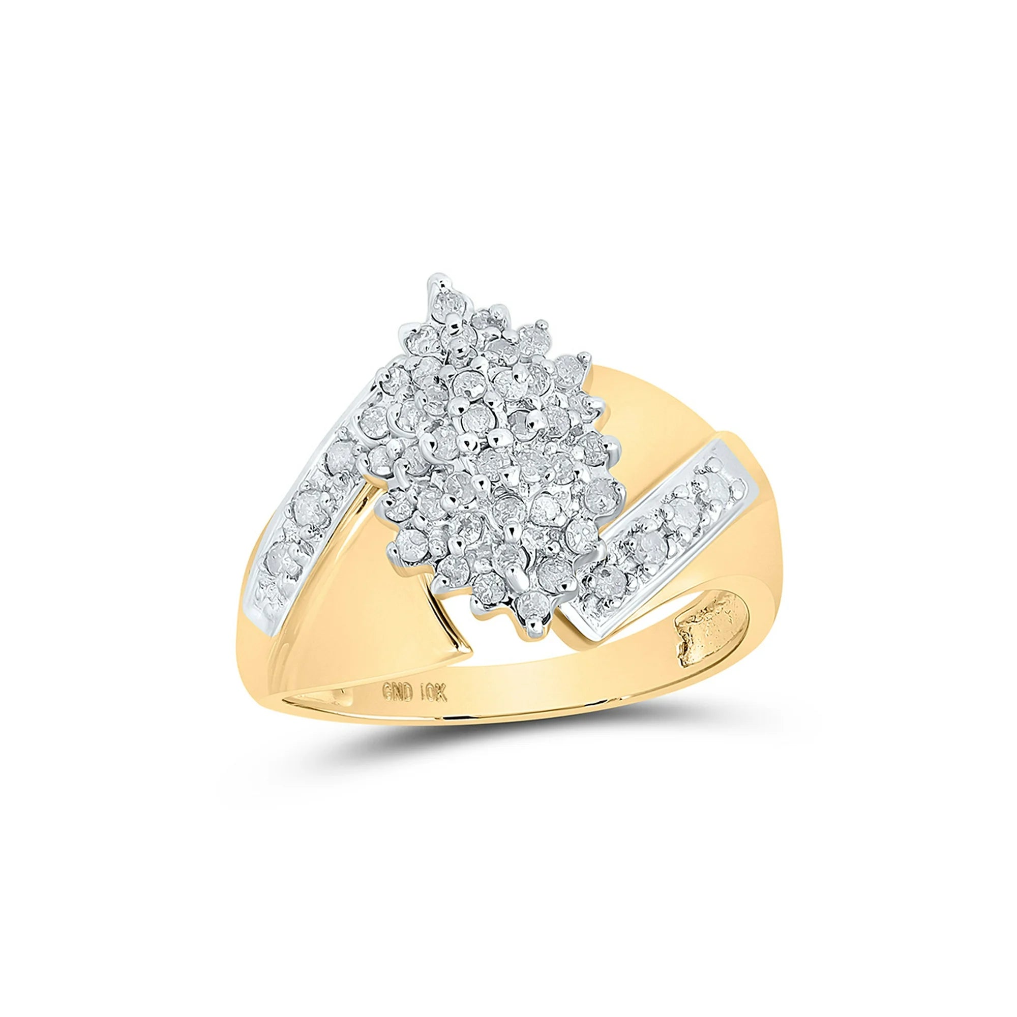 10k Gold 1/2 ct Round Diamond Cluster Ring