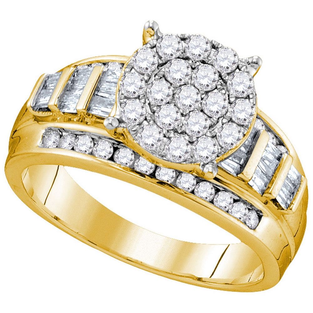 10k Gold 1 ct Diamond Cluster Bridal Engagement Ring