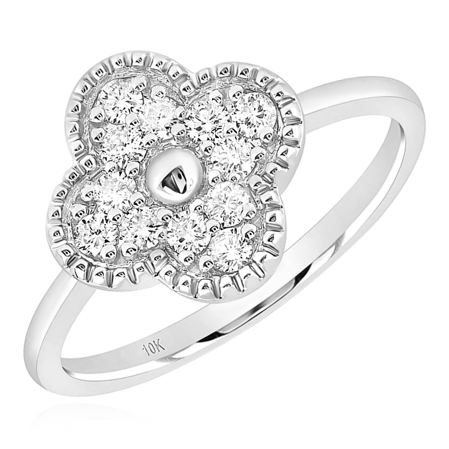 10k Gold 1/3 ct Diamond Clover Ring