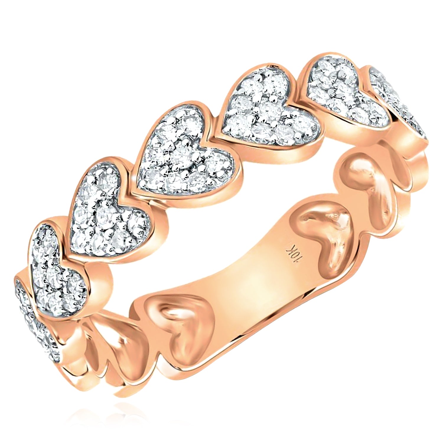 10k Gold 1/3 ct Diamond Heart Band Ring