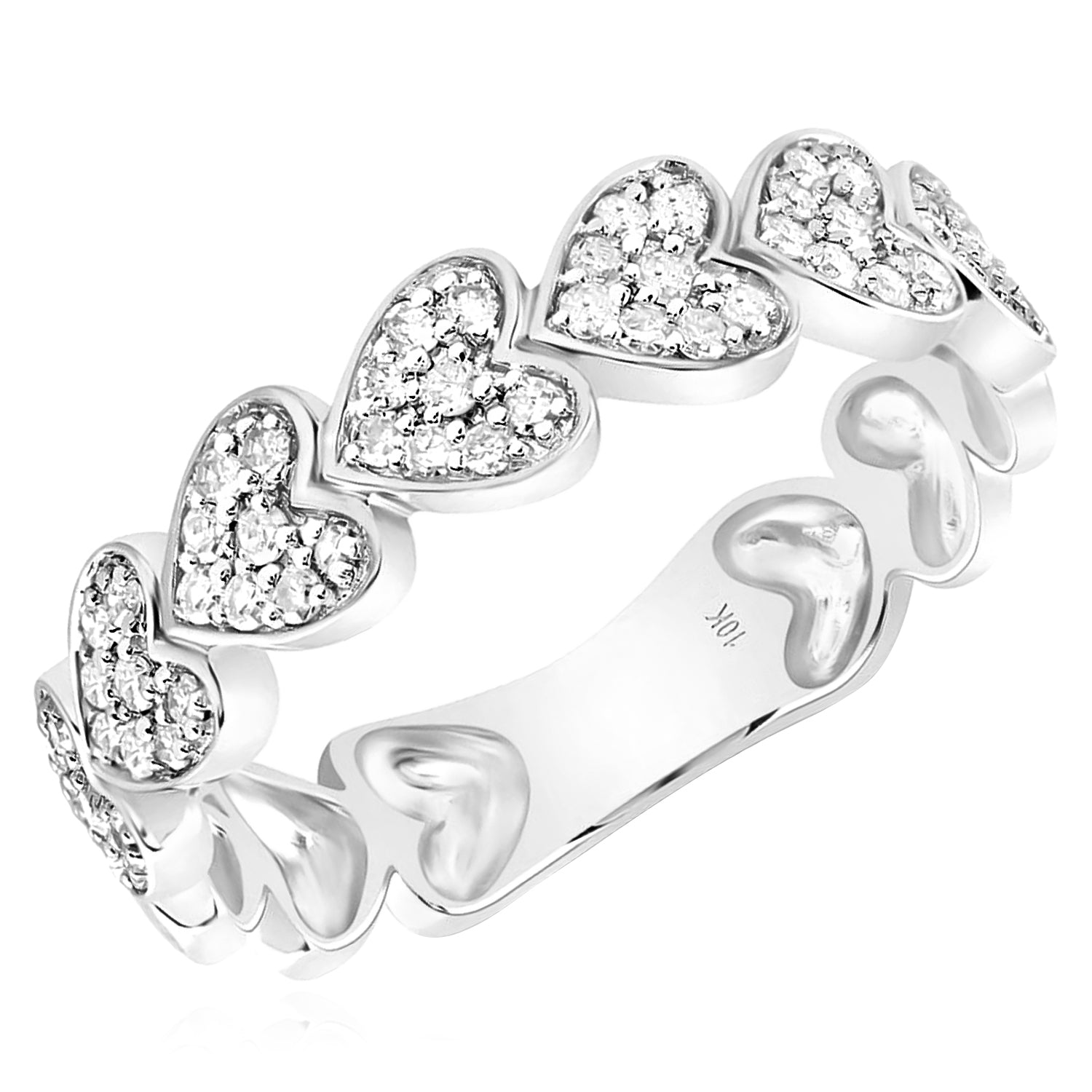 10k Gold 1/3 ct Diamond Heart Band Ring