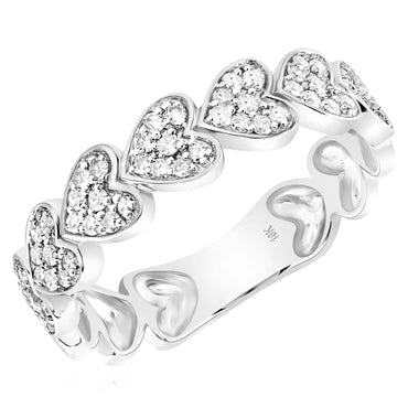 10k Gold 1/3 ct Diamond Heart Band Ring