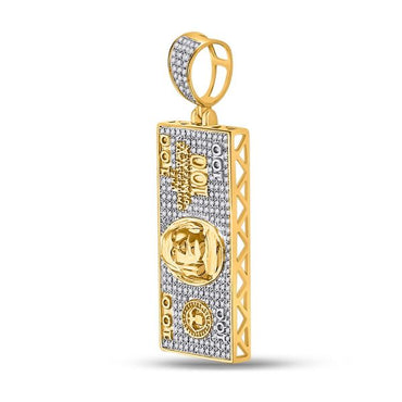 10K Gold 5/8 Ct Diamond Hundred Bill Money Pendant