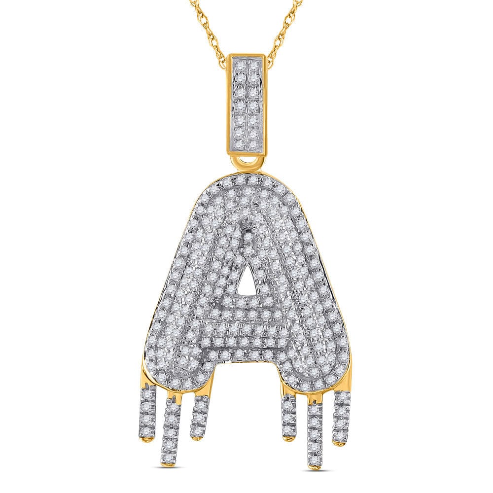 10k Gold 1 ct Diamond Dripping Initial Pendant