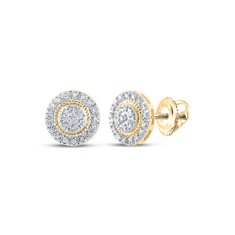 10k Gold 1/8 ct Diamond Cluster Earrings