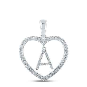 10k Gold Round 1/4 ct Diamond Heart Initial Pendant
