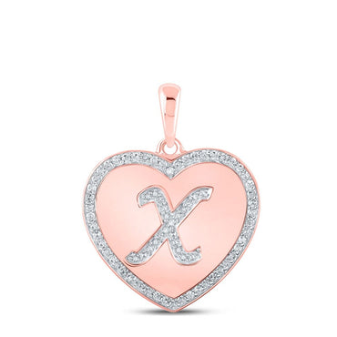 10K Gold 1/4 ct Diamond Heart x Letter Pendant