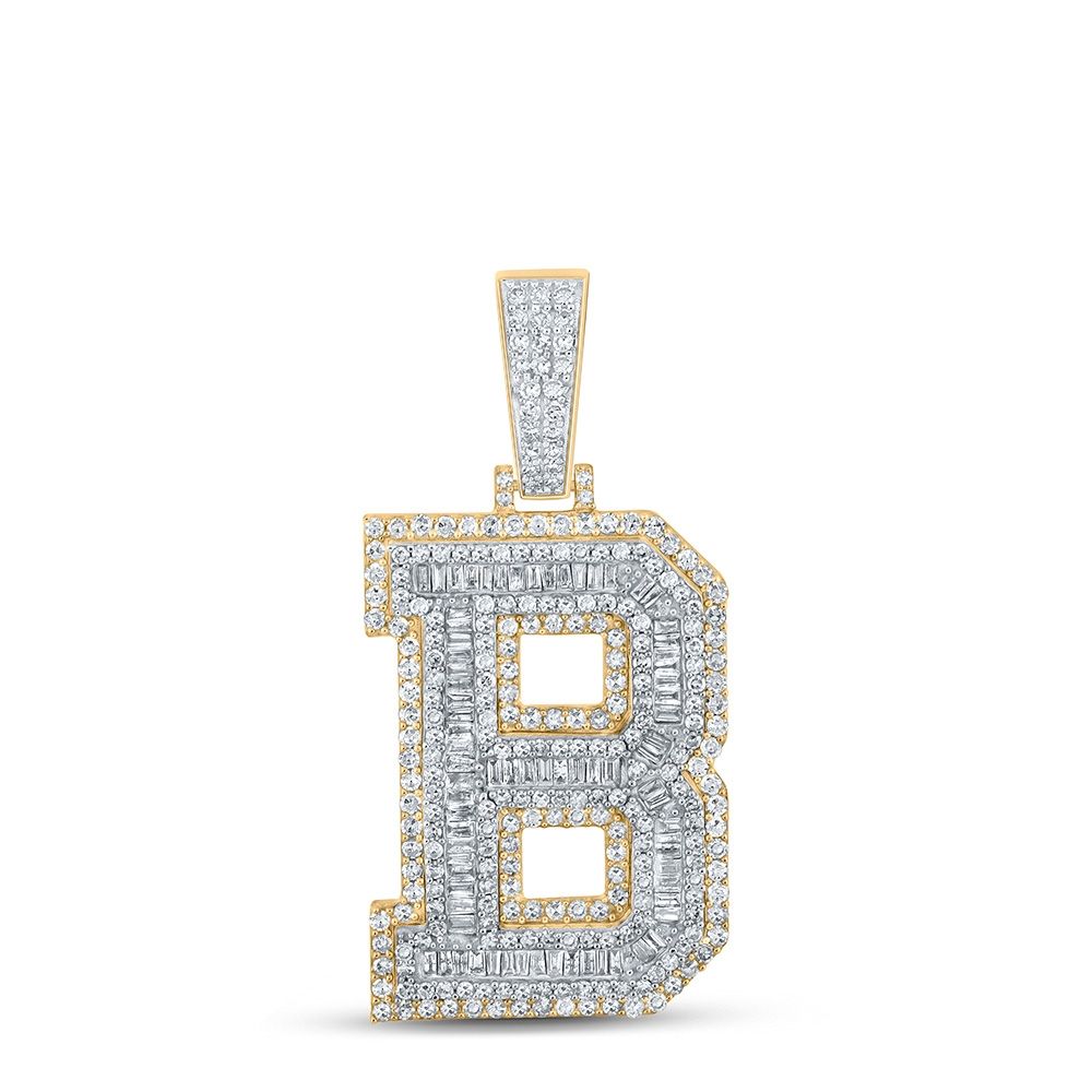 10k Gold 1.3 ct Baguette Diamond A-Z Initial Pendant