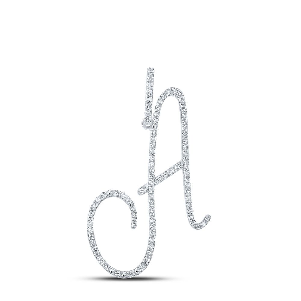 10k Gold 5/8 ct Diamond Cursive Initial Pendant