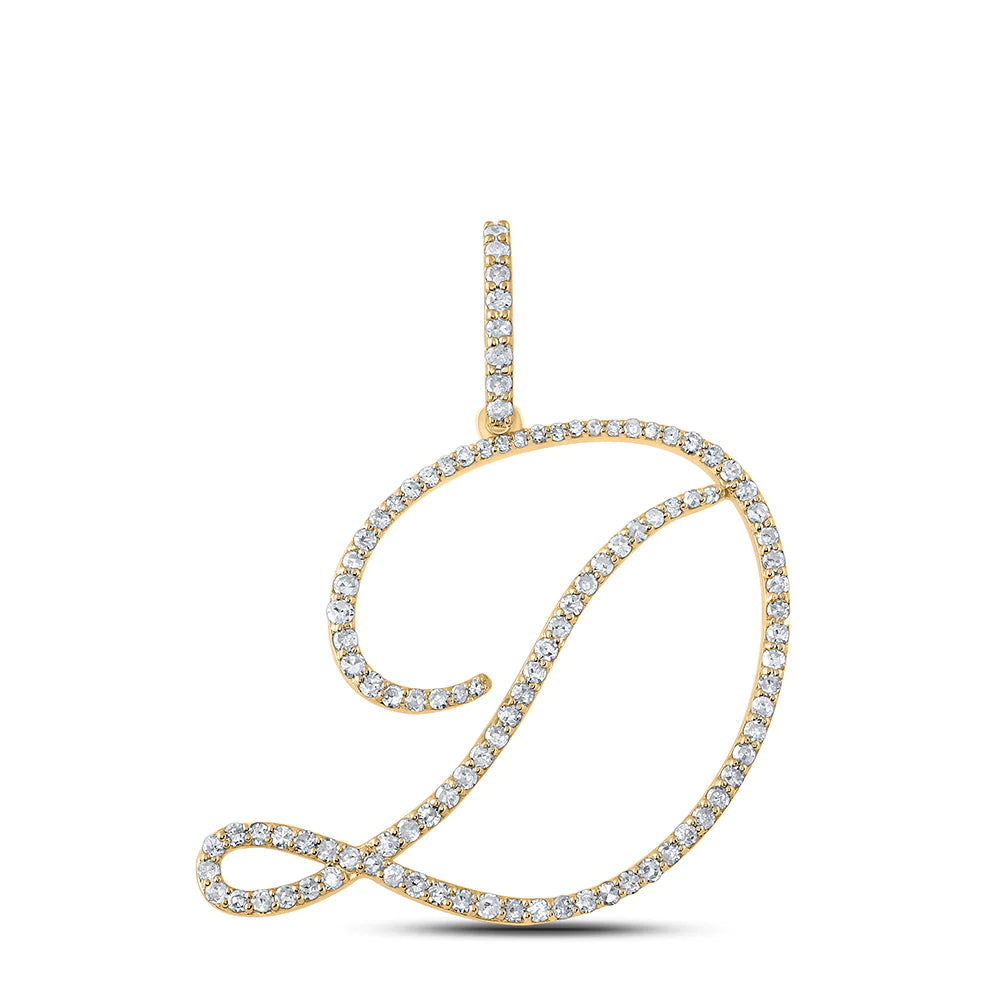 10k Gold 5/8 ct Diamond Cursive Initial Pendant