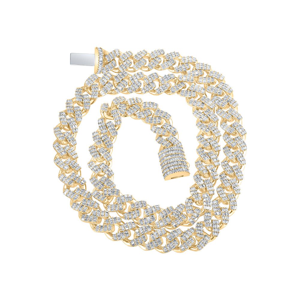 10k Gold Baguette 12 ct Diamond Cuban Link Chain