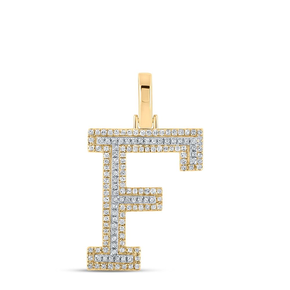 10k Two-Tone Gold 1/2 ct Diamond Initial Pendant