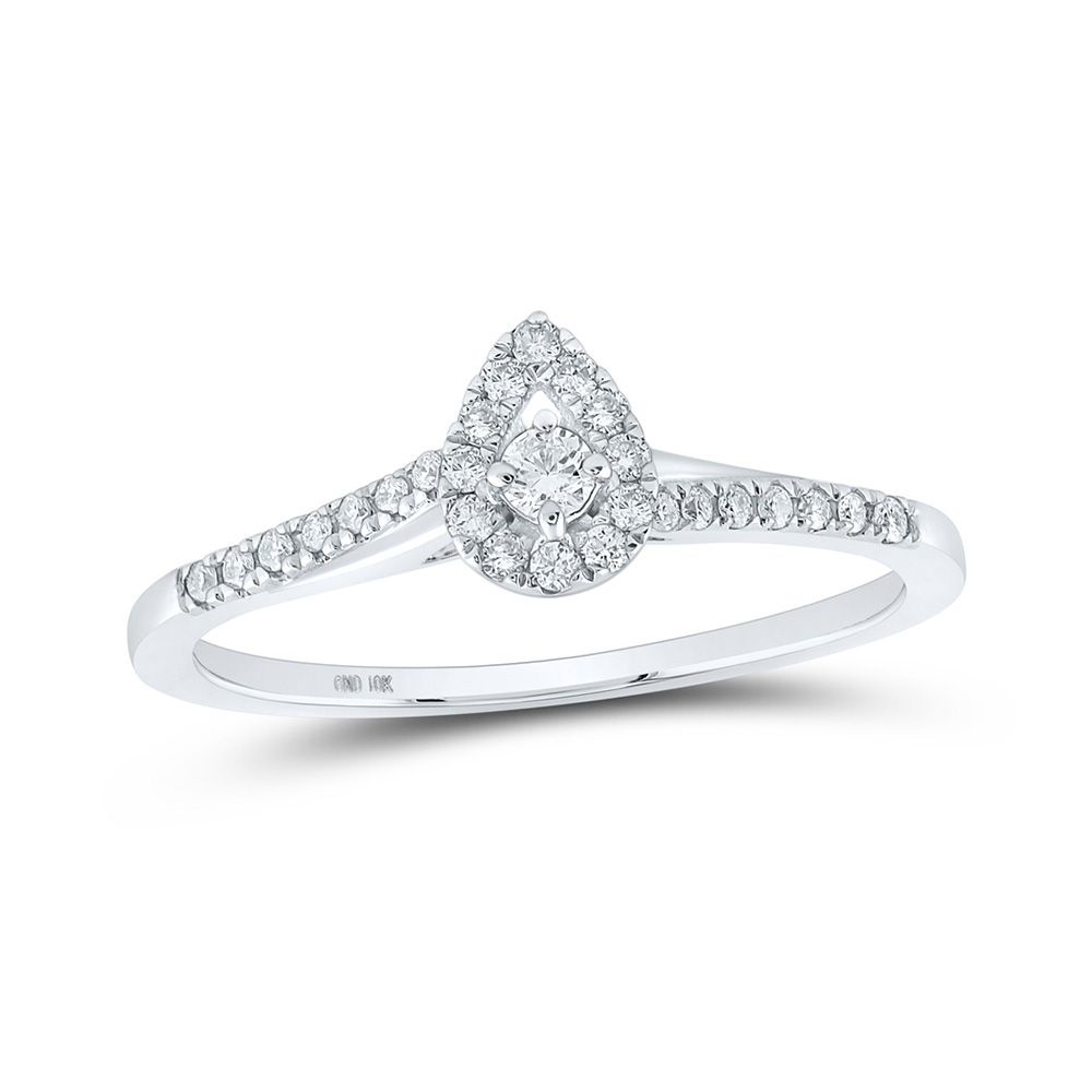 10k Gold 1/5 ct Diamond Teardrop Halo Promise Ring