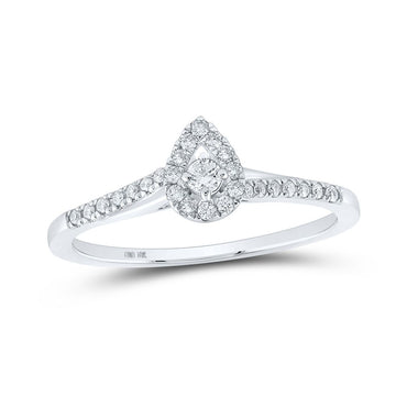 10k Gold 1/5 ct Diamond Teardrop Halo Promise Ring