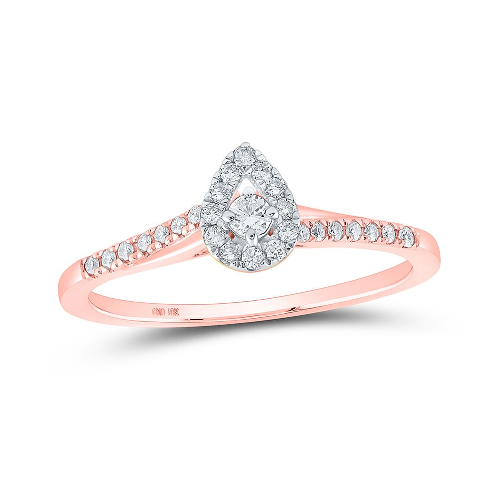 10k Gold 1/5 ct Diamond Teardrop Halo Promise Ring