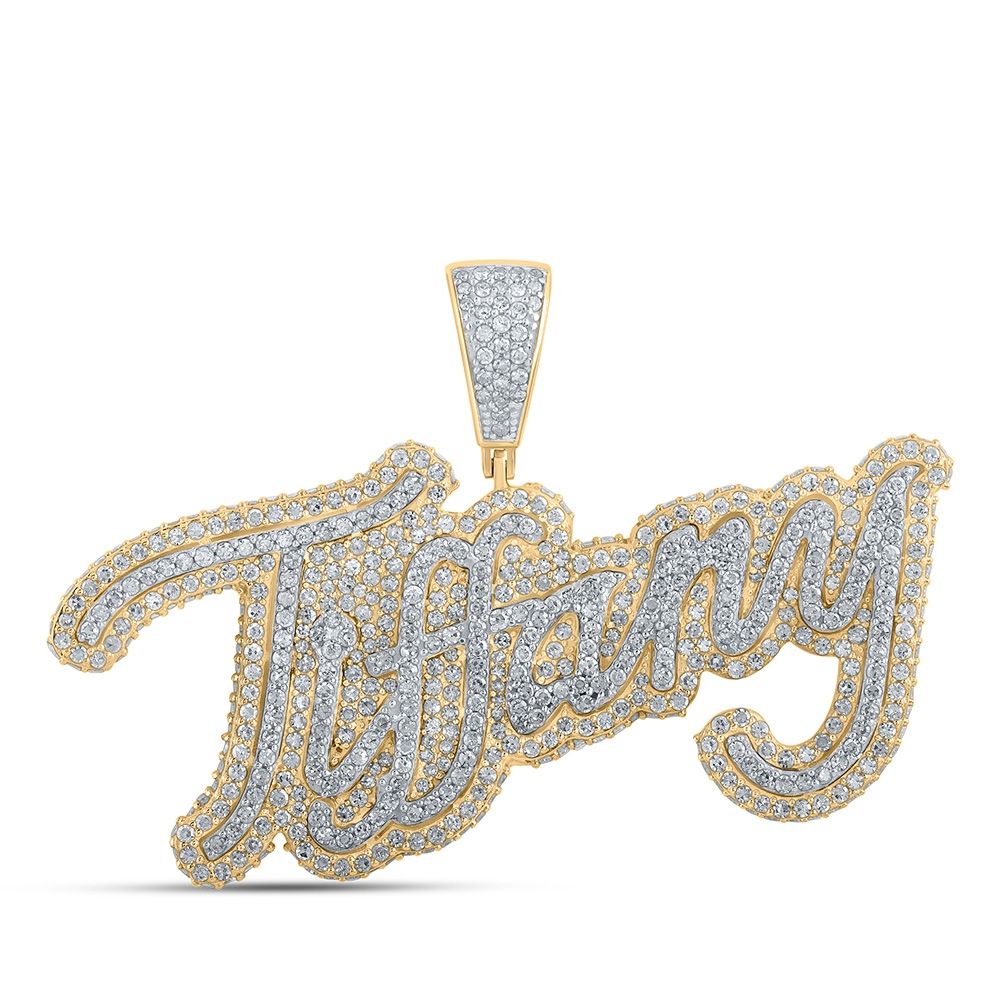 Two-Tone Gold 2 ct Diamond Name Plate